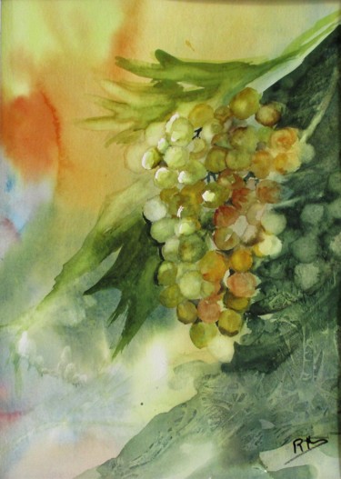 Peinture intitulée "Grappe de raisin IV" par Navema, Œuvre d'art originale, Aquarelle