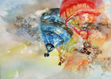Peinture intitulée "L'envol des montgol…" par Navema, Œuvre d'art originale, Aquarelle