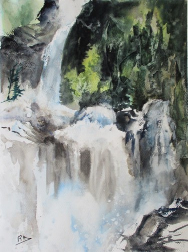 Painting titled "Cascade d'Ars" by Navema, Original Artwork, Collages