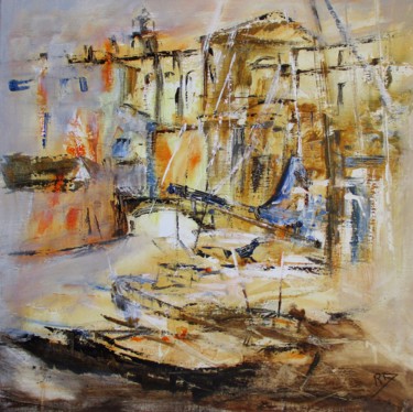 Malarstwo zatytułowany „Port de Martigues” autorstwa Navema, Oryginalna praca, Akryl Zamontowany na Drewniana rama noszy