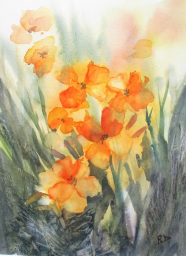 Painting titled "Lumineuses" by Navema, Original Artwork, Watercolor