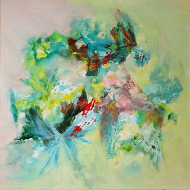 Painting titled "Printemps" by Navema, Original Artwork, Acrylic Mounted on Wood Stretcher frame