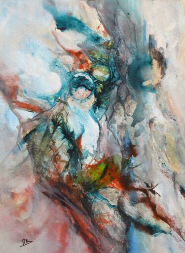 Peinture intitulée "Au creux de l'arbre" par Navema, Œuvre d'art originale, Aquarelle