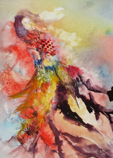 Painting titled "Envers et contre to…" by Navema, Original Artwork, Watercolor