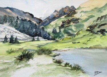 Malarstwo zatytułowany „Lac de Nino Corse” autorstwa Navema, Oryginalna praca, Akwarela