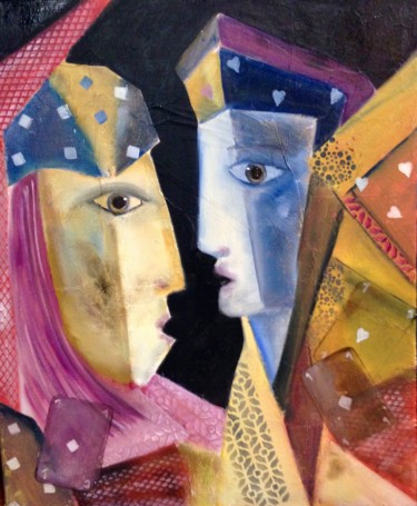 Peinture intitulée "LES VALETS" par Régine Peltier, Œuvre d'art originale, Huile