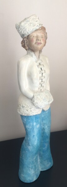 Sculpture titled "JEUNE RUSSE A LA CH…" by Régine Peltier, Original Artwork, Terra cotta