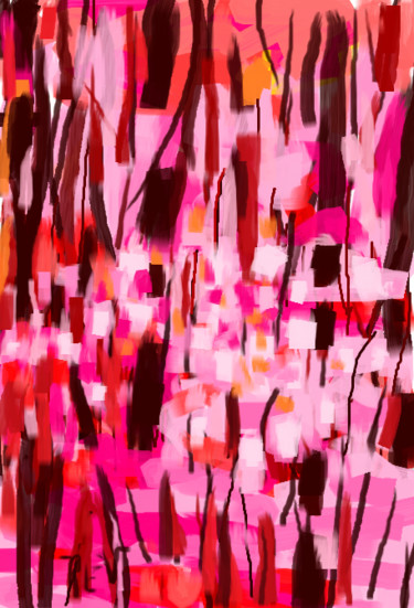 Digitale Kunst mit dem Titel "Balade en rose" von Rev, Original-Kunstwerk, Digitale Malerei