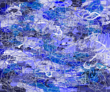 Digitale Kunst getiteld "Eaux grises" door Rev, Origineel Kunstwerk, Digitaal Schilderwerk