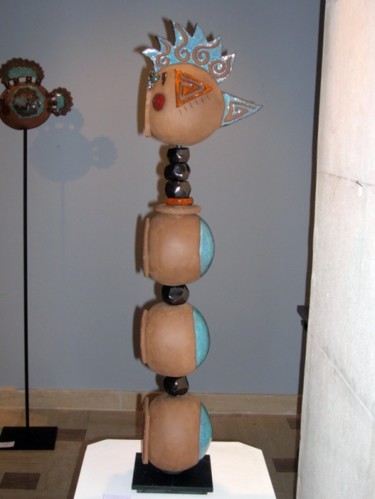 Sculpture intitulée "Totem Bonze (profil)" par Regine Oger, Œuvre d'art originale