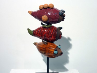Sculpture intitulée "Totem Color terre n…" par Regine Oger, Œuvre d'art originale