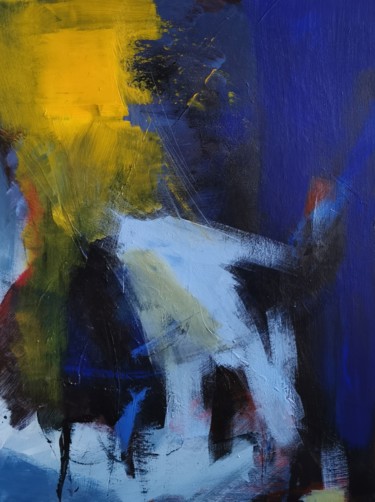 Malerei mit dem Titel "Le bleu et le jaune…" von Regis Bertry, Original-Kunstwerk, Acryl