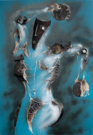 Peinture intitulée ""Le lanceur aux mai…" par Botino, Œuvre d'art originale, Autre