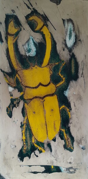 Peinture intitulée "le scarabé jaune A.…" par Regis Le Scraigne, Œuvre d'art originale, Acrylique