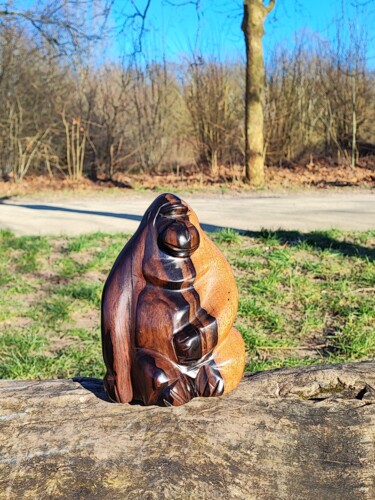 Skulptur mit dem Titel "Gorille de la médit…" von Regis Mezui-Mintsa, Original-Kunstwerk, Holz