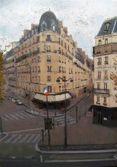 Malerei mit dem Titel "Paris hausmannien" von Régis Pettinari, Original-Kunstwerk, Öl