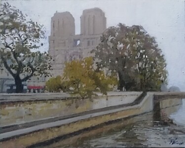 Ζωγραφική με τίτλο "Notre Dame" από Régis Pettinari, Αυθεντικά έργα τέχνης, Λάδι