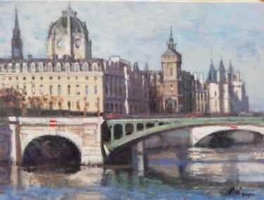 Painting titled "Conciergerie" by Régis Pettinari, Original Artwork, Oil Mounted on Wood Stretcher frame