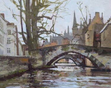 Картина под названием "Bruges" - Régis Pettinari, Подлинное произведение искусства, Масло
