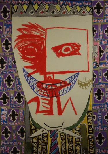 Dessin intitulée "king of stupide" par Régis Duprat, Œuvre d'art originale, Pastel