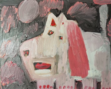Schilderij getiteld "chien blanc" door Régis Duprat, Origineel Kunstwerk, Acryl