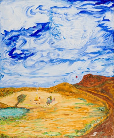 Peinture intitulée "Etape.(Huile, ocre,…" par Régis Testard, Œuvre d'art originale, Huile