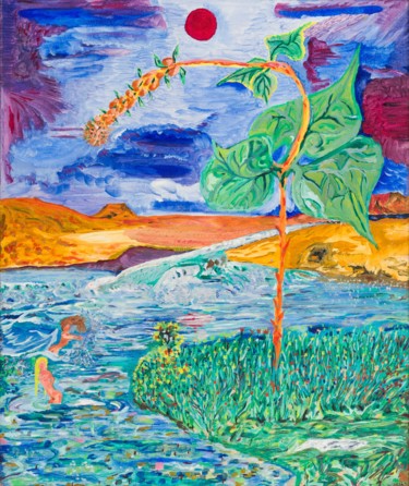 Malerei mit dem Titel "Les trois fleurs.(H…" von Régis Testard, Original-Kunstwerk, Öl