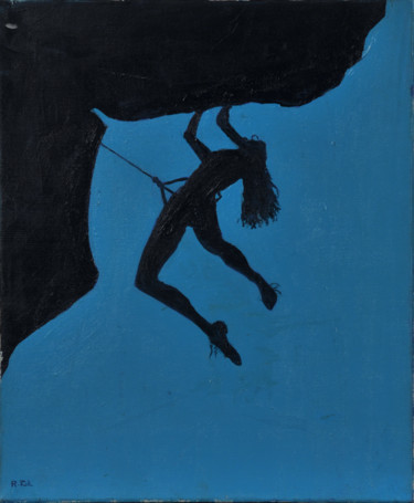 Malarstwo zatytułowany „GRIMPEUSE BLEUE.” autorstwa Régis Tuaillon, Oryginalna praca, Akryl