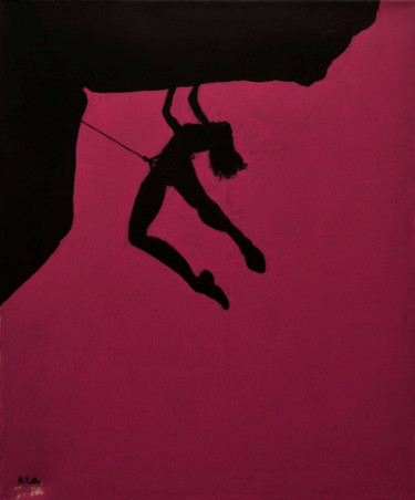 Painting titled "GRIMPEUSE ROSE" by Régis Tuaillon, Original Artwork, Acrylic