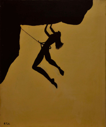 Peinture intitulée "GRIMPEUSE JAUNE" par Régis Tuaillon, Œuvre d'art originale, Acrylique