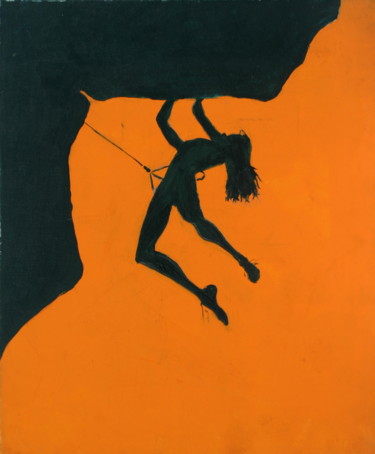 Pintura titulada "GRIMPEUSE ORANGE." por Régis Tuaillon, Obra de arte original, Acrílico