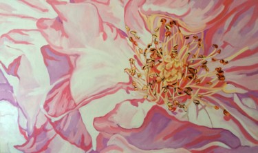 Картина под названием "coeur de rose rose" - Régis De La Ferté, Подлинное произведение искусства, Масло