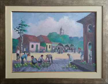 Pintura intitulada "A Feira - Goes" por Régis Freitas Alcântara, Obras de arte originais, Óleo
