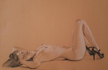 Dessin intitulée "Woman Darwing" par R.Paül, Œuvre d'art originale, Crayon