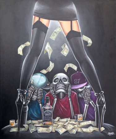 Peinture intitulée "Wise skeleton" par Rehab, Œuvre d'art originale, Acrylique