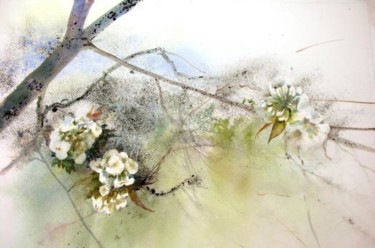 Peinture intitulée "Etude de cerisier e…" par Reine-Marie Pinchon, Œuvre d'art originale, Huile