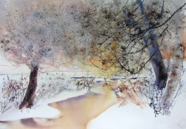 Peinture intitulée "A l'écoute des sile…" par Reine-Marie Pinchon, Œuvre d'art originale, Huile
