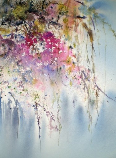 Painting titled "Bougainvillées" by Reine-Marie Pinchon, Original Artwork