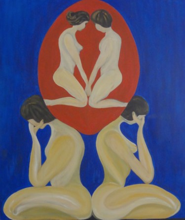 Painting titled "L'amour" by Reine-Claude Schaefer, Original Artwork, Oil
