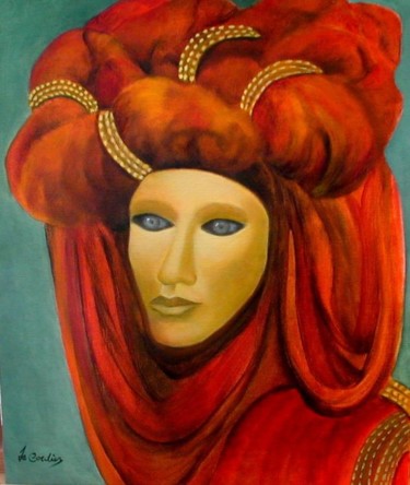 Peinture intitulée "masque de Venise" par Reine De Cordier, Œuvre d'art originale