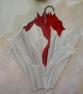 Painting titled "porte-parapluie" by Reine De Cordier, Original Artwork