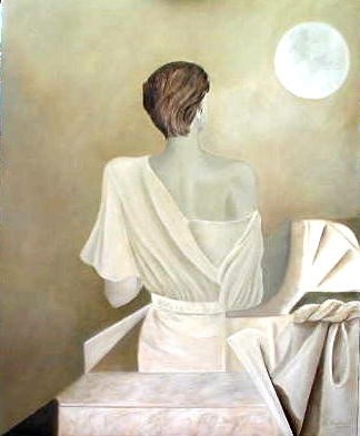 Painting titled "le regard" by Reine De Cordier, Original Artwork