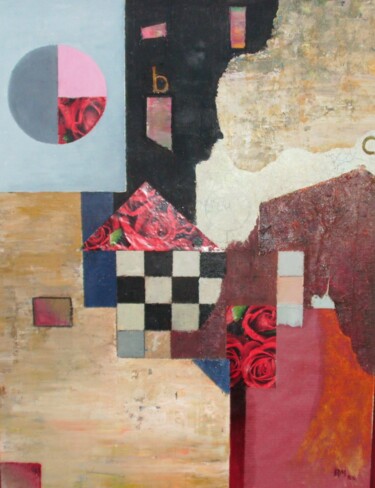 拼贴 标题为“bc with roses” 由Reiner Makarowski, 原创艺术品, 拼贴