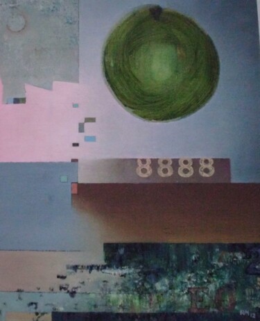 Malerei mit dem Titel "8888" von Reiner Makarowski, Original-Kunstwerk, Öl Auf Andere starre Platte montiert