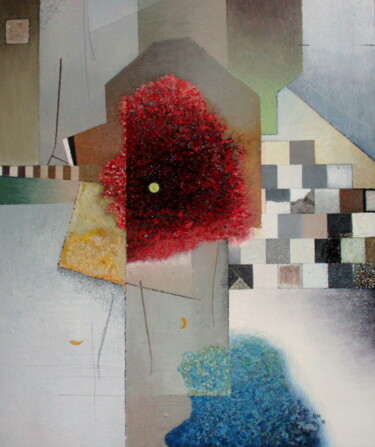 Картина под названием "Rotes Herz VII" - Reiner Makarowski, Подлинное произведение искусства, Масло