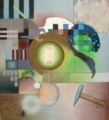 Malerei mit dem Titel "Werkzeug zur Repara…" von Reiner Makarowski, Original-Kunstwerk, Öl