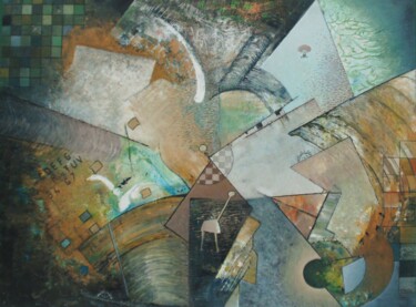 Картина под названием "wild life in green-…" - Reiner Makarowski, Подлинное произведение искусства, Масло Установлен на Дере…