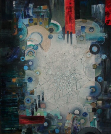 Картина под названием "with three red spots" - Reiner Makarowski, Подлинное произведение искусства, Масло