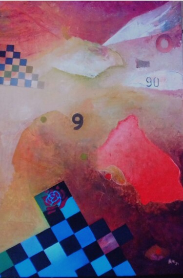 "9090 with rose" başlıklı Tablo Reiner Makarowski tarafından, Orijinal sanat, Petrol