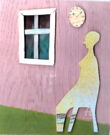 Γλυπτική με τίτλο "Alte Frau am Fenster" από Reiner Poser, Αυθεντικά έργα τέχνης, Ξύλο